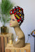 African Print Headwrap (Mini) - Red/Black/Orange Tribal Print