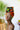 African Print Headwrap (Mini) - Green/Orange /White Floral Print