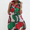 African Print /Ankara /Kitenge Zao Dress Top - Red/Green/BaigePrint - Africas Closet