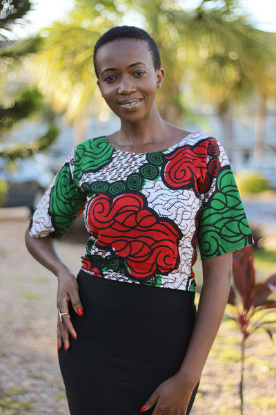 African Print /Ankara/Kitenge Short Sleeve Crop Top - Africas Closet