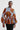 African Print Long Sleeved PeplumTop - White/Red/Black Circle Floral Print - Africas Closet