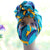 Ankara /African Print Mask (Headwrap Set) - Teal /Orange / Black Floral  Print - Africas Closet