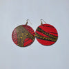 African/ Ankara Hoop Earrings(hooked) - Red/Gold/Blue Print