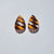 African/ Ankara Tear Drop Earrings(studded) - Brown/Orange /White Geometric Print