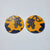 African Ankara Hoop Earrings(studded) - Orange/Blue Floral Print