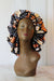 African Tribal Print Satin Lined Hair Bonnet- White/Brown/Black Tribal