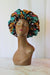 African /Kitenge /Ankara Print Satin Lined Hair Bonnet- Teal/Brown / Pink Floral Print