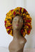 African /Kitenge /Ankara Print Satin Lined Hair Bonnet- Orange/Red Floral Print