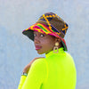 African Print Bucket Hat Unisex - Green/ Maroon /Orange/Black & White Concentric Circle Print