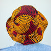 African Print Bucket Hat Unisex - Maroon/ Orange/Black & White Concentric Circle Print