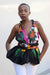 African Print Mtindo Black Infinity Top - Black /Green/Pink Floral Print - Africas Closet