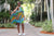 African Print Midi Flair Tausi Dress -Turquoise  /Orange/Brown Wave Print - Africas Closet