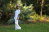 African Print/ Ankara Headwrap - White/Orange/Red Floral Print - Africas Closet