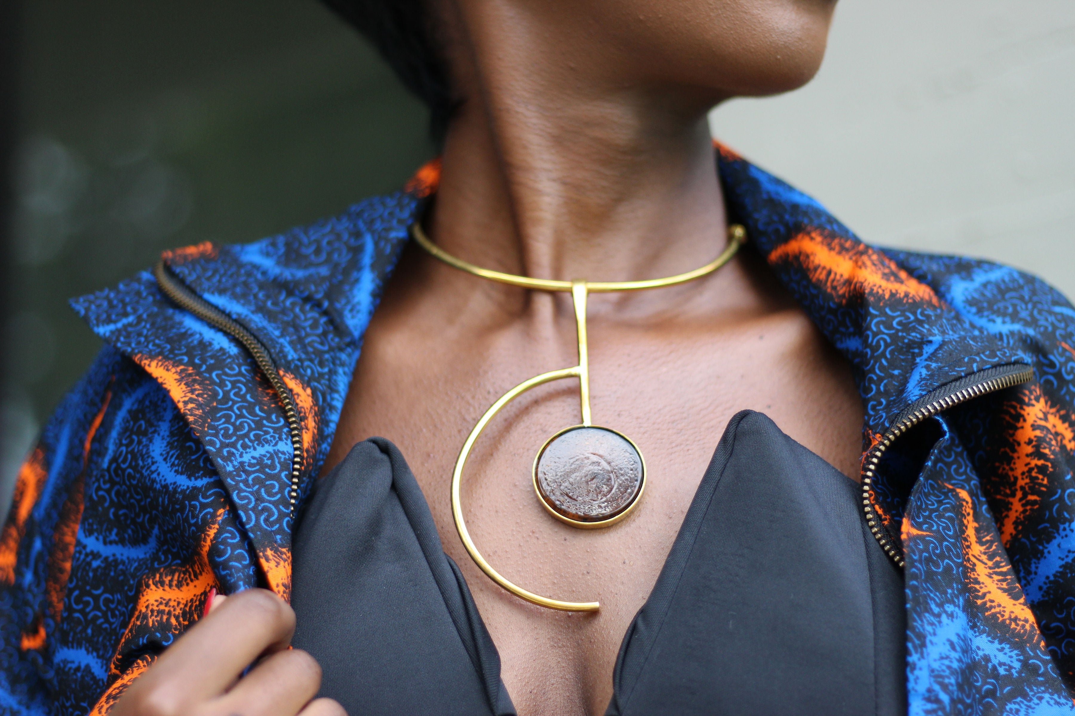 African Custom Brass Statement Necklace - Tawi - Africas Closet