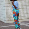 African/Ankara / Kitenge Print  Capri Pants - Blue/Red Geometric Print - Africas Closet