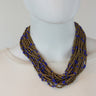 African Maasai Beaded Necklace-Gold/Royal Blue - Africas Closet