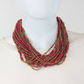 African Maasai Beaded Necklace-Pink/Gold - Africas Closet
