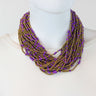 African Maasai Beaded  Necklace-Purple/Gold - Africas Closet