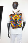 African Print Back Pack-Blue Geometric Print - Africas Closet