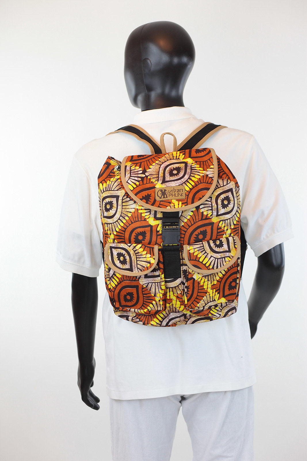 African Print Back Pack-Brown Batik Print - Africas Closet