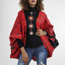 African Batik Boho Cape- Red/Navy Blue Tie dye Print - Africas Closet