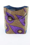African Print Shopper Bag - Brown/Purple Floral Print - Africas Closet