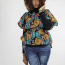 African Print Hi-Low Hoodie - Blue /Brown/Pink  FloralPrints - Africas Closet