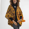 African Batik Boho Cape - Brown/Gold/Tie Dye - Africas Closet