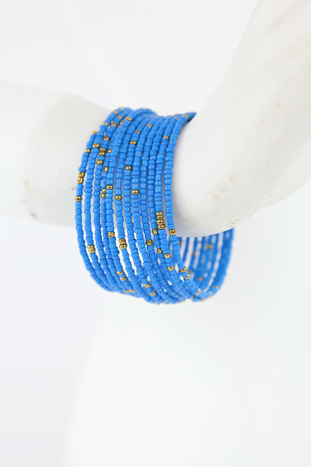 African Maasai Coil Bracelet-Light Blue/Gold - Africas Closet