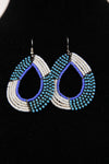 African Maasai(Maa) Bead Hoop Earrings-White/Light Blue - Africas Closet