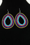 African Maasai(Maa) Bead Hoop Earrings-Light Blue/Red - Africas Closet