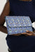 African Print Clutch Pearl  Purse- Blue/White Floral Print - Africas Closet