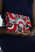 African Print Clutch Bling Purse- Red/Black Floral Print - Africas Closet