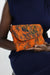 African Print Clutch Purse- Orange/Batik Print - Africas Closet