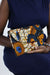 African Print Clutch Purse- Blue/Yellow Floral Print - Africas Closet
