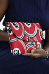 African Print Clutch Purse-Red/Black  Floral Print - Africas Closet