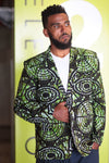 African Print Mens Blazer - Green Batik Print - Africas Closet