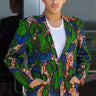 African Mens Blazer Jacket - Royal Blue/Green Floral print - Africas Closet