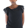 Mila Sheer Fringe Top - Black - Africas Closet