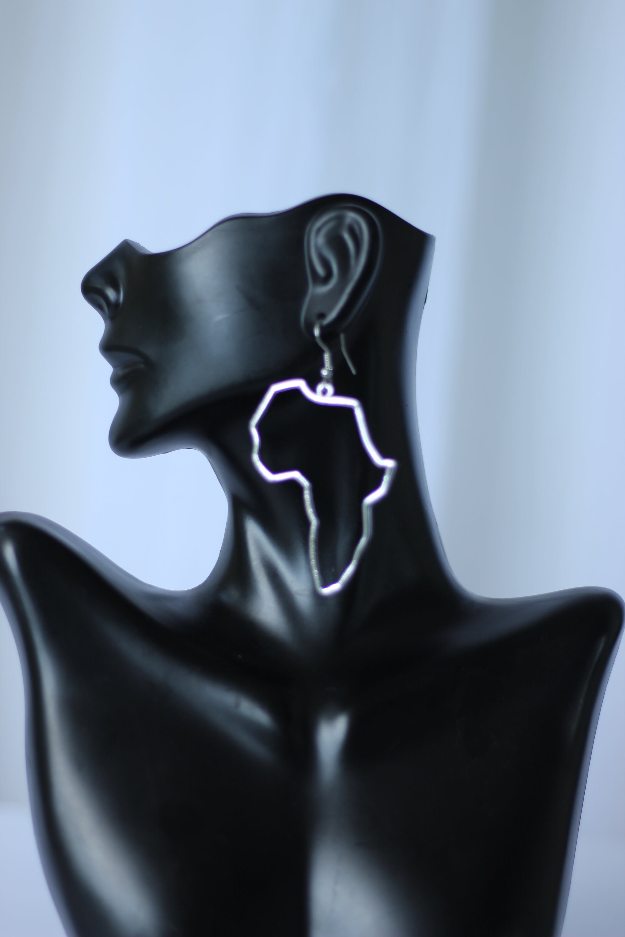 African Map Silver detailed Earrings