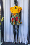 A- Line  Skirt Ankara/Kitenge/African Print- Orange/ Red/Black Floral Print