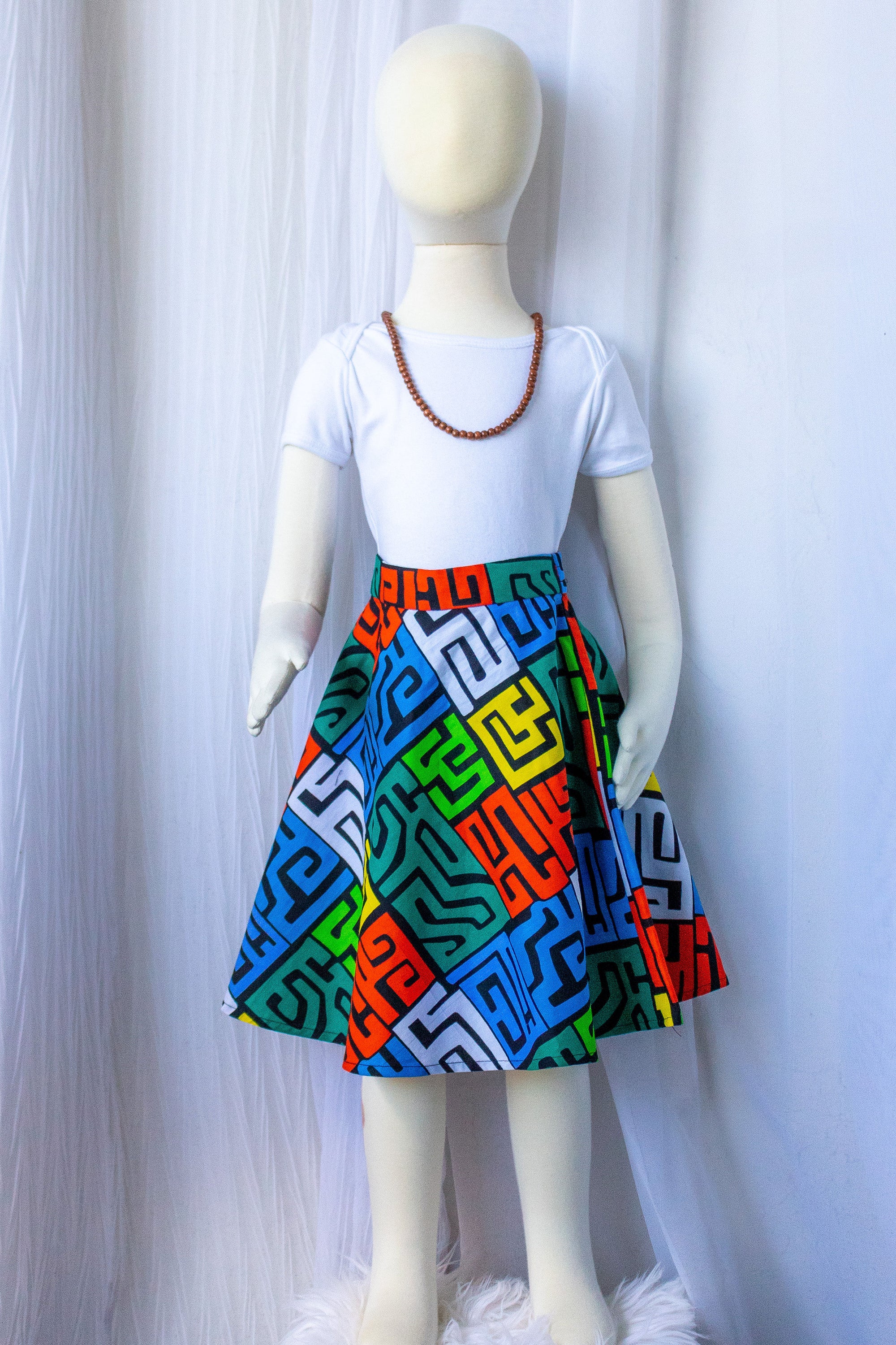 A- Line  Skirt Ankara/Kitenge/African Print- Orange/ Teal/Black/Purple Tribal Print