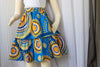Tiered Skirt Ankara/Kitenge/African Print- Light Blue/Black/Orange/Yellow Concentric Print