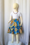 Tiered Skirt Ankara/Kitenge/African Print- Light Blue/Black/Orange/Yellow Concentric Print