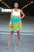 African Print Midi Flare Skirt - Teal/Orange /Pink Geometric Print - Africas Closet