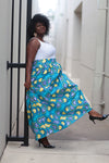 African Print Maxi - Teal/Yellow Geometric Print - Africas Closet