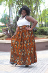 African Print Maxi - Orange/Black Floral Print - Africas Closet