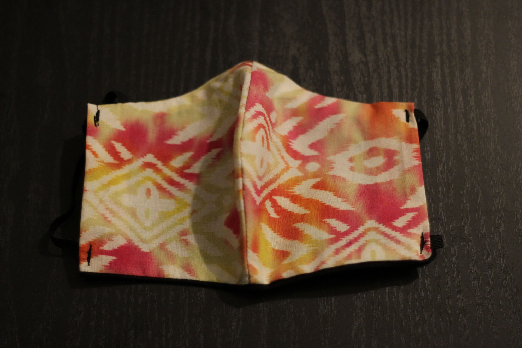 African Print Face Mask- Yellow/White/Pink Tribal Print