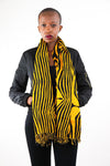 African Scarf- Gold Yellow/Black Zebra Print. - Africas Closet