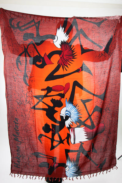 African Scarf-Maroon/Black Tribal Print - Africas Closet